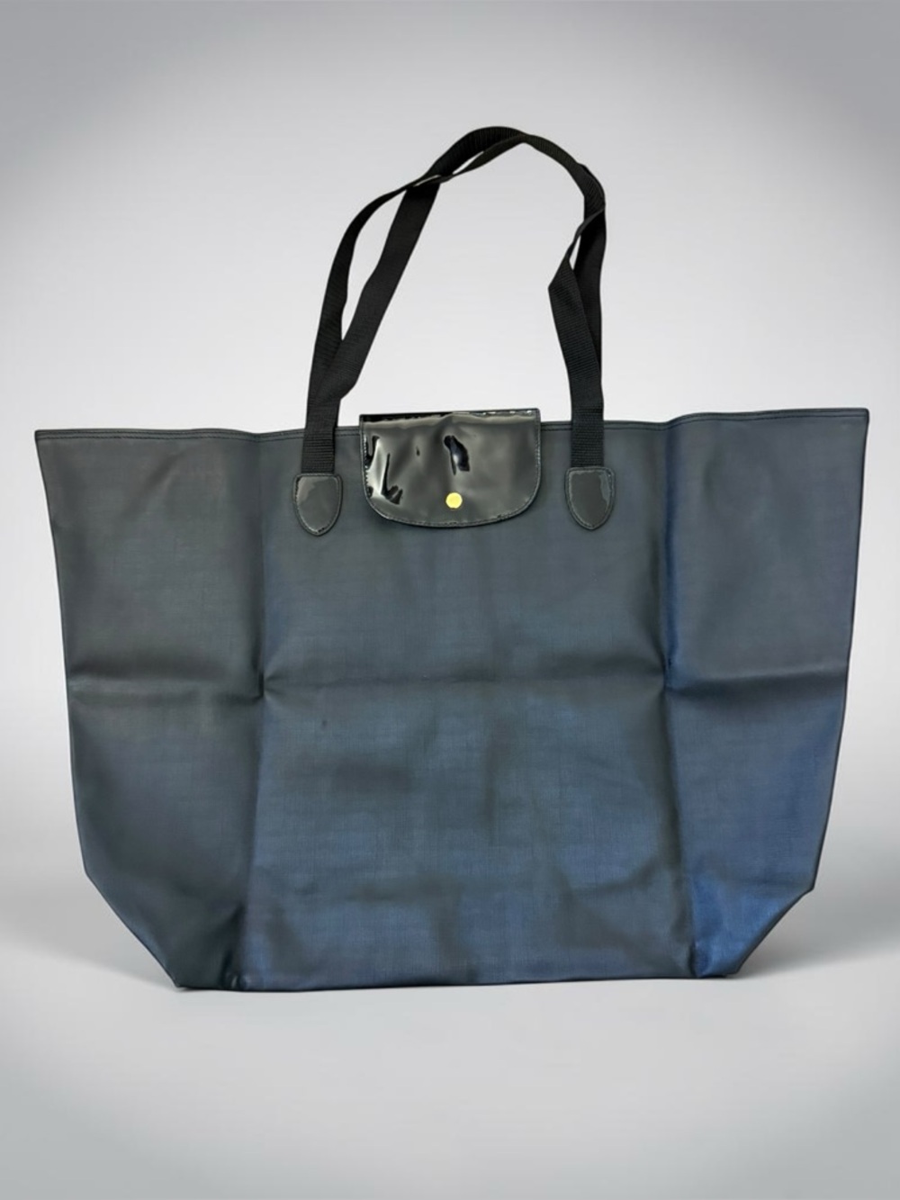 New Without Tags Large Nylon Black Foldable Tote Bag with Shoulder Straps